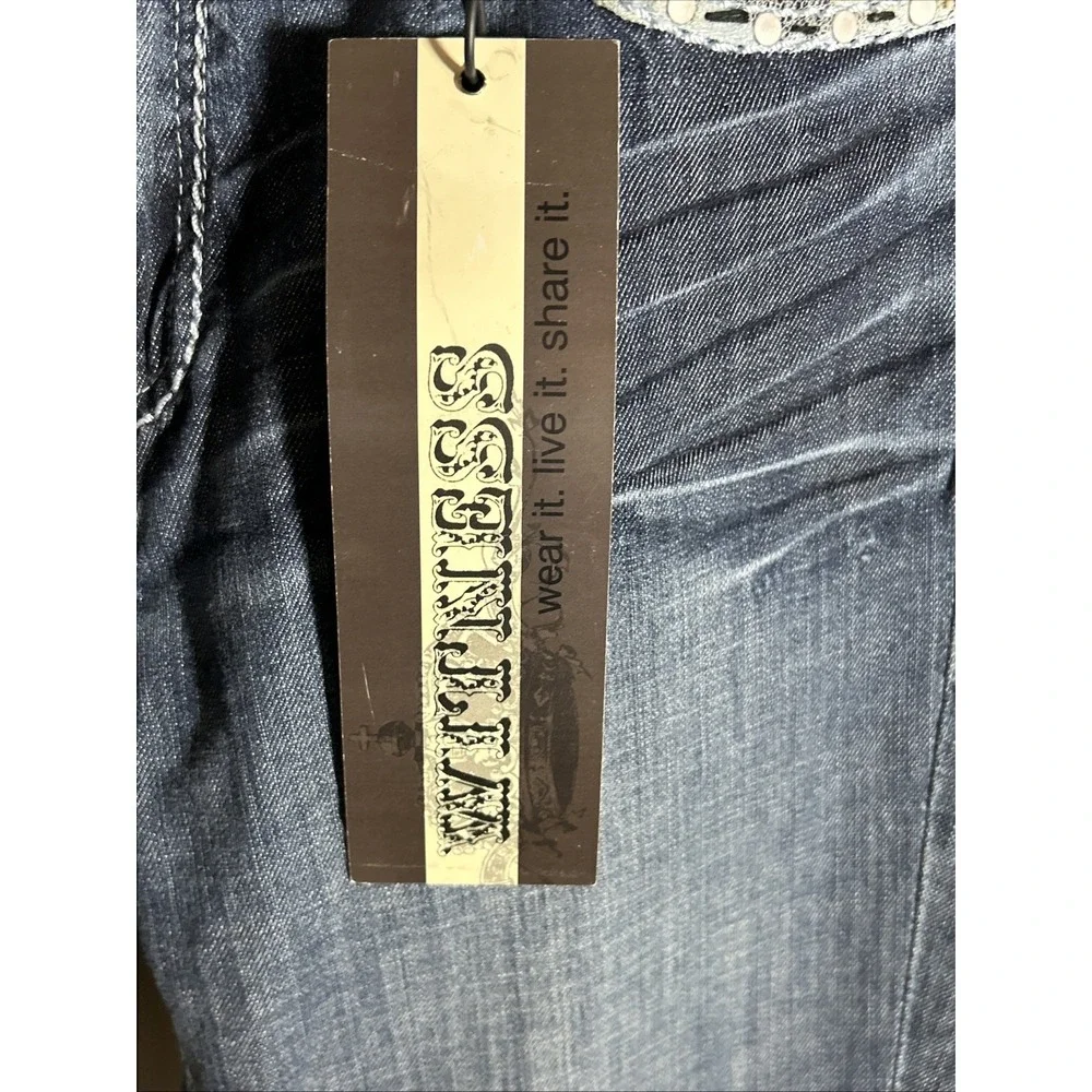 Witness Wear Lace Pocket Jeans Womens‎ Bootcut Blue Denim Size 14  Waist 32